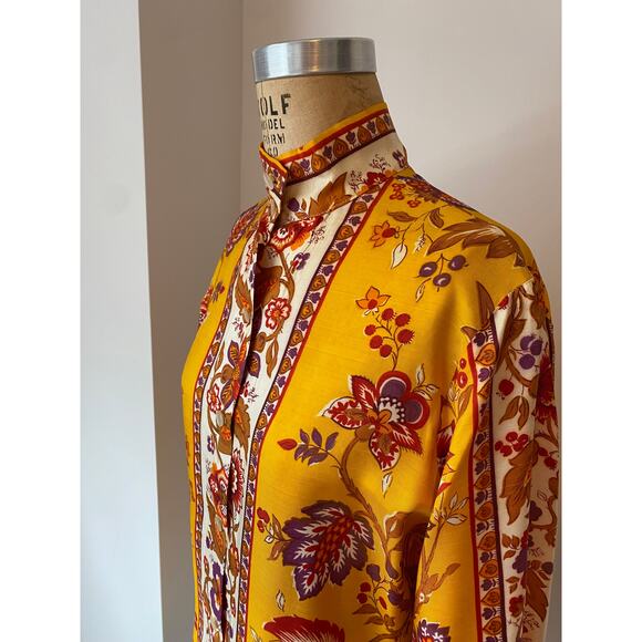 Saks Fifth Ave Vintage Ala Casa by Eddy George Button Down Shirt & Sash size S/M - Picture 2 of 15